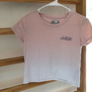 Pink and white hollister crop top